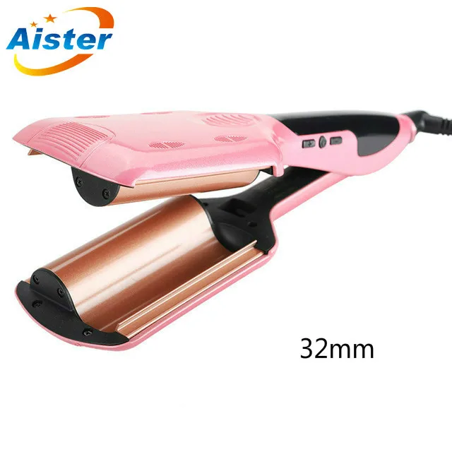 32mm Pink Высокое качество, профессиональные щипцы для завивки волос 110-220 в, керамический тройной баррель, щипцы для завивки волос, инструменты для укладки волос, стайлер - Цвет: 32mm Pink