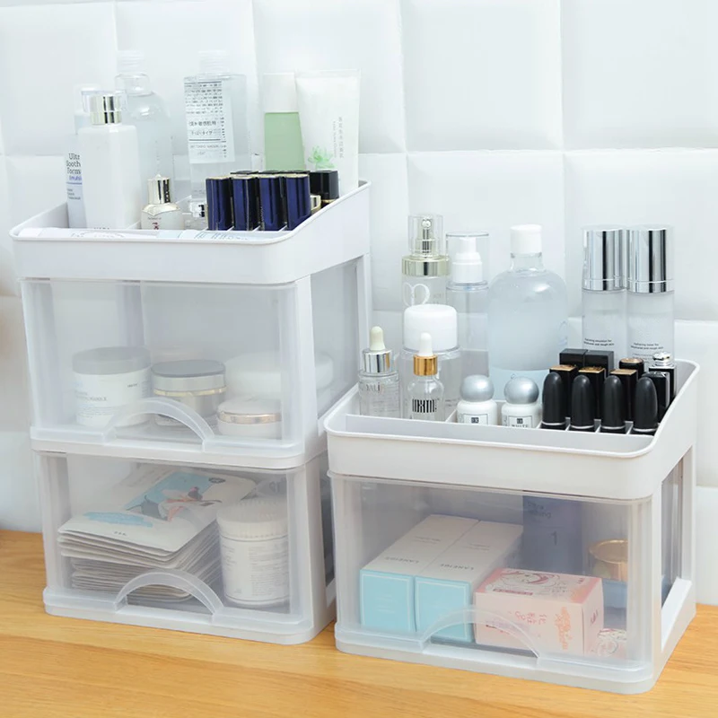 Desktop Plastic Makeup Organizer Women Cosmetics Make Up Storage