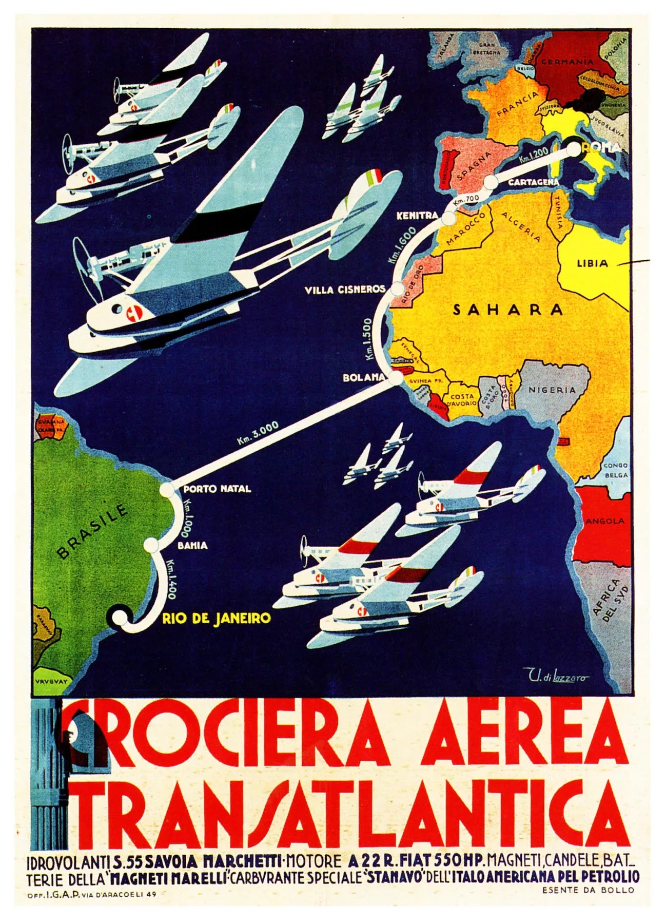 Framed or Unframed Vintage Congo Africa Airline Travel Advertising Print