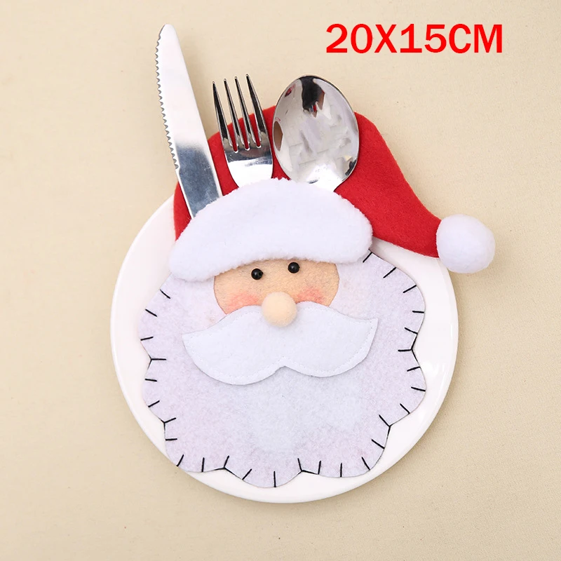 Колпак Санта-Клауса с оленем на Рождество год карман вилка, нож, столовые приборы держатель мешка дома вечерние обеденным столом украшения посуда - Цвет: 22