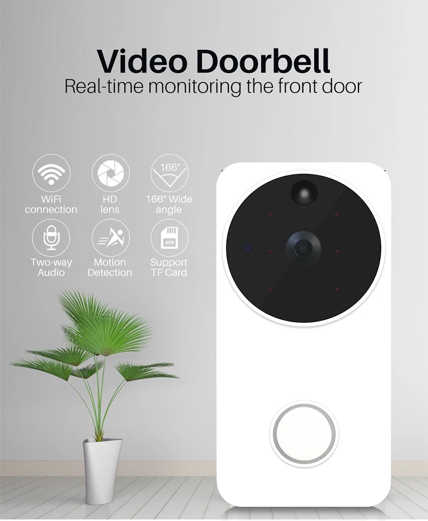 1080P Alexa Google Home IP54 Водонепроницаемый Открытый Беспроводной Wi-Fi проводной смарт-видео дверной звонок Домофон камера WiFi Tuya