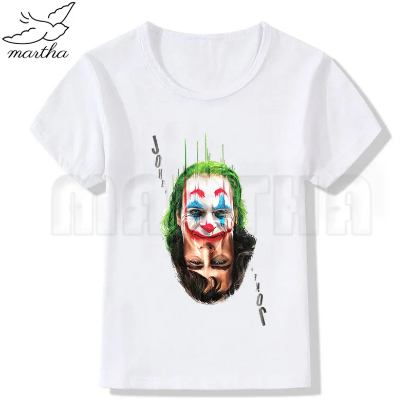 Joker Joaquin Phoenix/Новинка; забавная футболка; футболка для мальчиков; модная детская футболка с круглым вырезом и короткими рукавами; детская белая одежда с принтом - Цвет: WhiteG