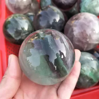 

1pc 70mm-80mm Natural Rainbow Color Fluorite Quartz Crystal Stone Sphere Large Size Crystal Fluorite Ball for Healing