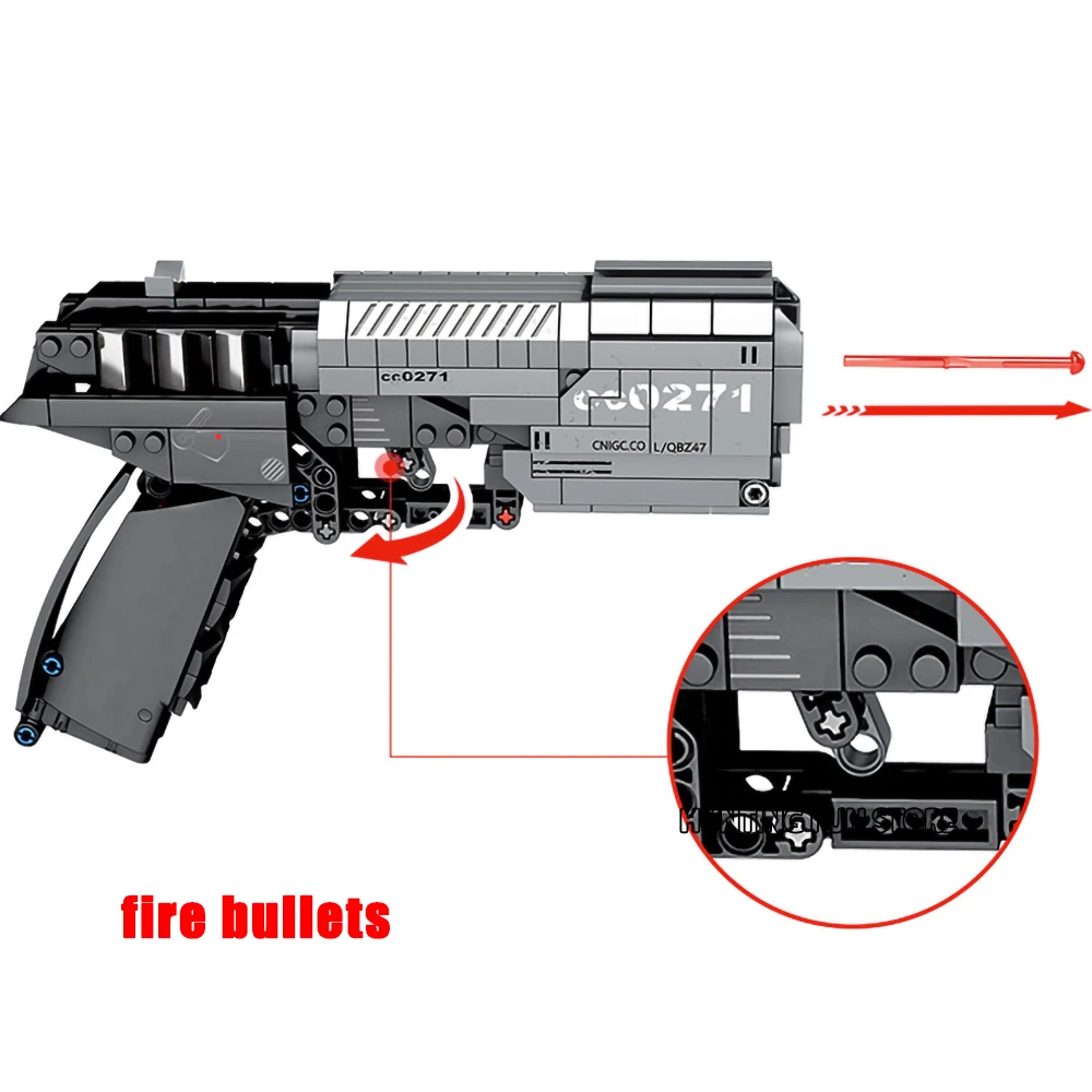 Совместимый технический сигнальный пистолет, пистолет, может запускать пули, набор, DIY модель, Обучающие строительные блоки, игрушки для детей, подарки для мальчиков