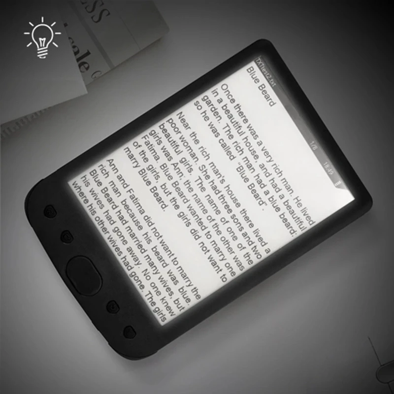 BK 6025 6 Inch E Book Reader 800x600 Resolution E Ink Sn Glare Free with USB Cable PU Cover Built In Light 4GB Memory Storag