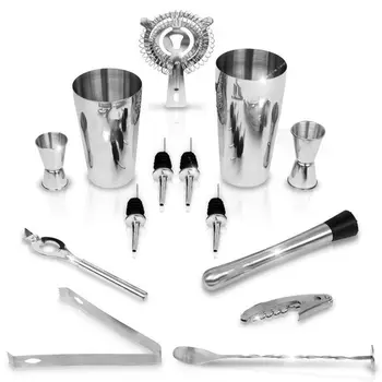 

Premium 14 Piece Cocktail Making Set and Bar Kit by trade;/Free 130+ Cocktail Recipes Included/Make Any Drink With This Bartende
