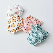 4 шт., моющийся подгузник с принтом, обучающие Штаны, Детские тренировочные штаны, водонепроницаемые тканевые подгузники, подгузники, Шорты для маленьких мальчиков и девочек