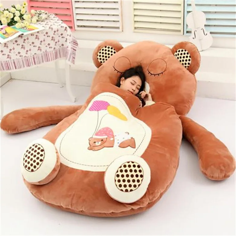 US $171.58 Top Very cute cartoon Sleeping Bag soft animal Cat Frog Monkey Bear Bed Carpet Tatami Sofa mat Beanbag plush toy kids gift