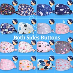 Surgical Scrub Cap Printing Medical Working Hat 100% Cotton Women Men Beautician Dust Proof Cooking Chef Nurse Head Caps