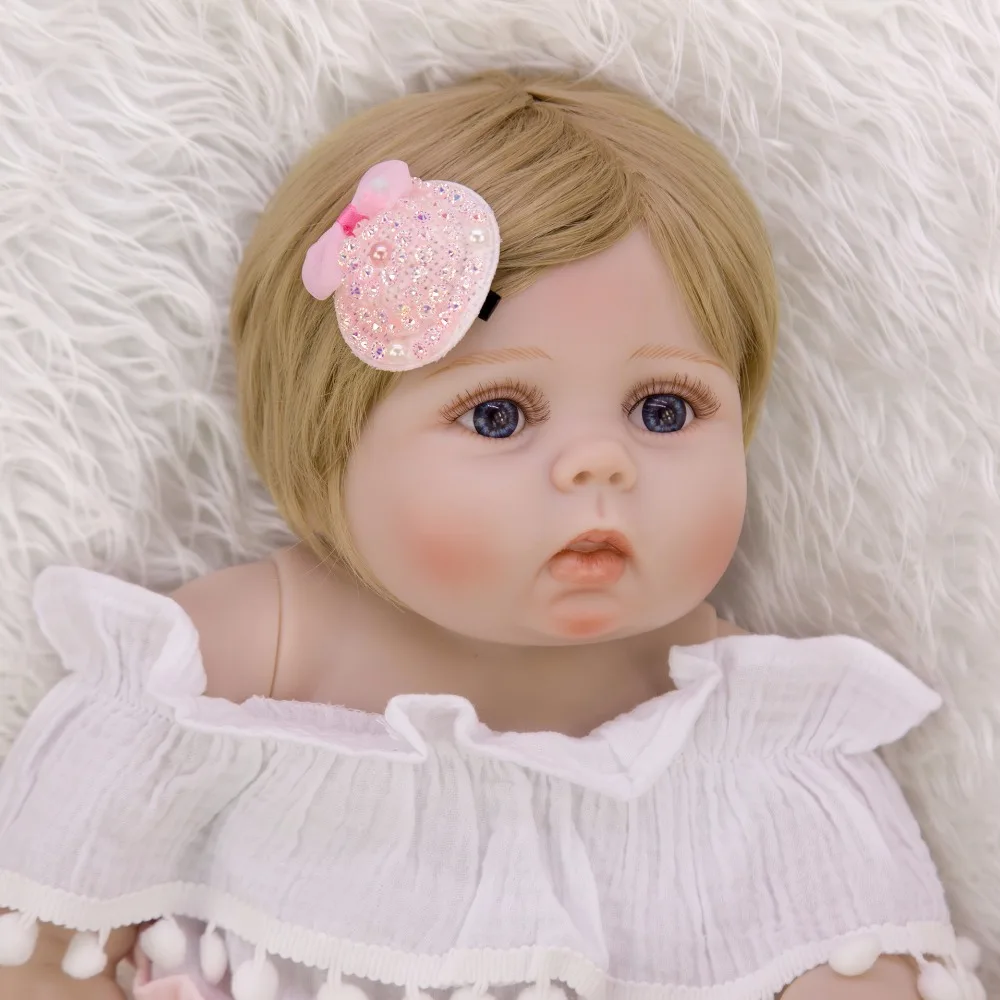 57 см куклы Reborn girl виниловые силиконовые куклы Reborn Baby куклы имитация блонд реалистичные голубые глаза новорожденный мальчик игрушка перед сном