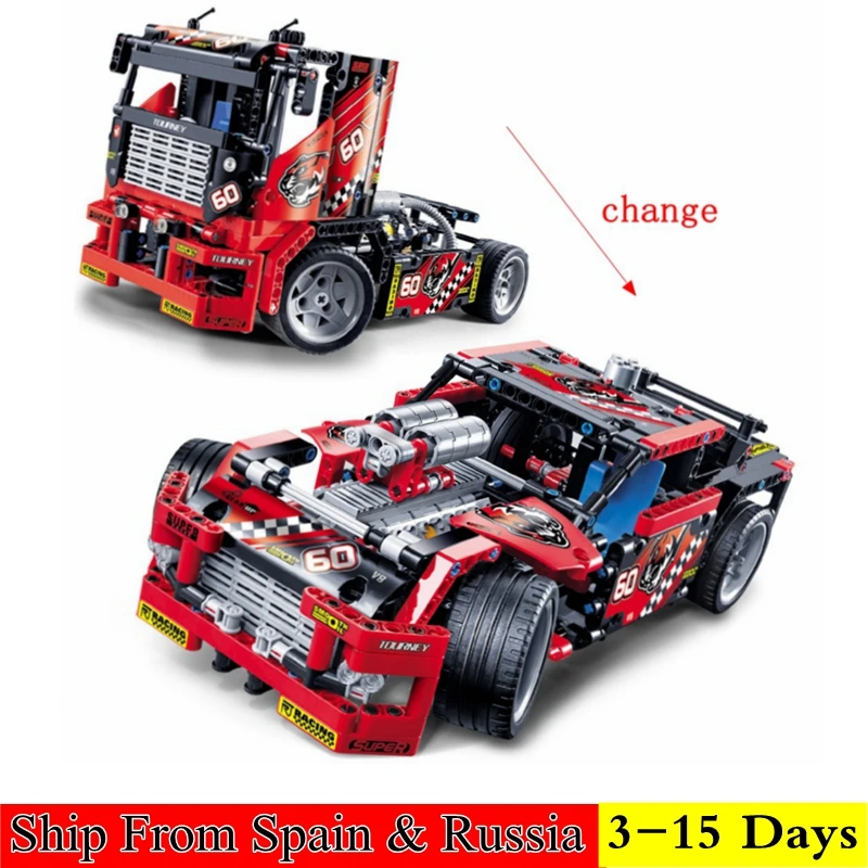 

Transformation Legoing Technic Car 2iN1 Race Truck Car Creator Deformation 608Pcs DIY Set Model Building Blocks Children's Toys