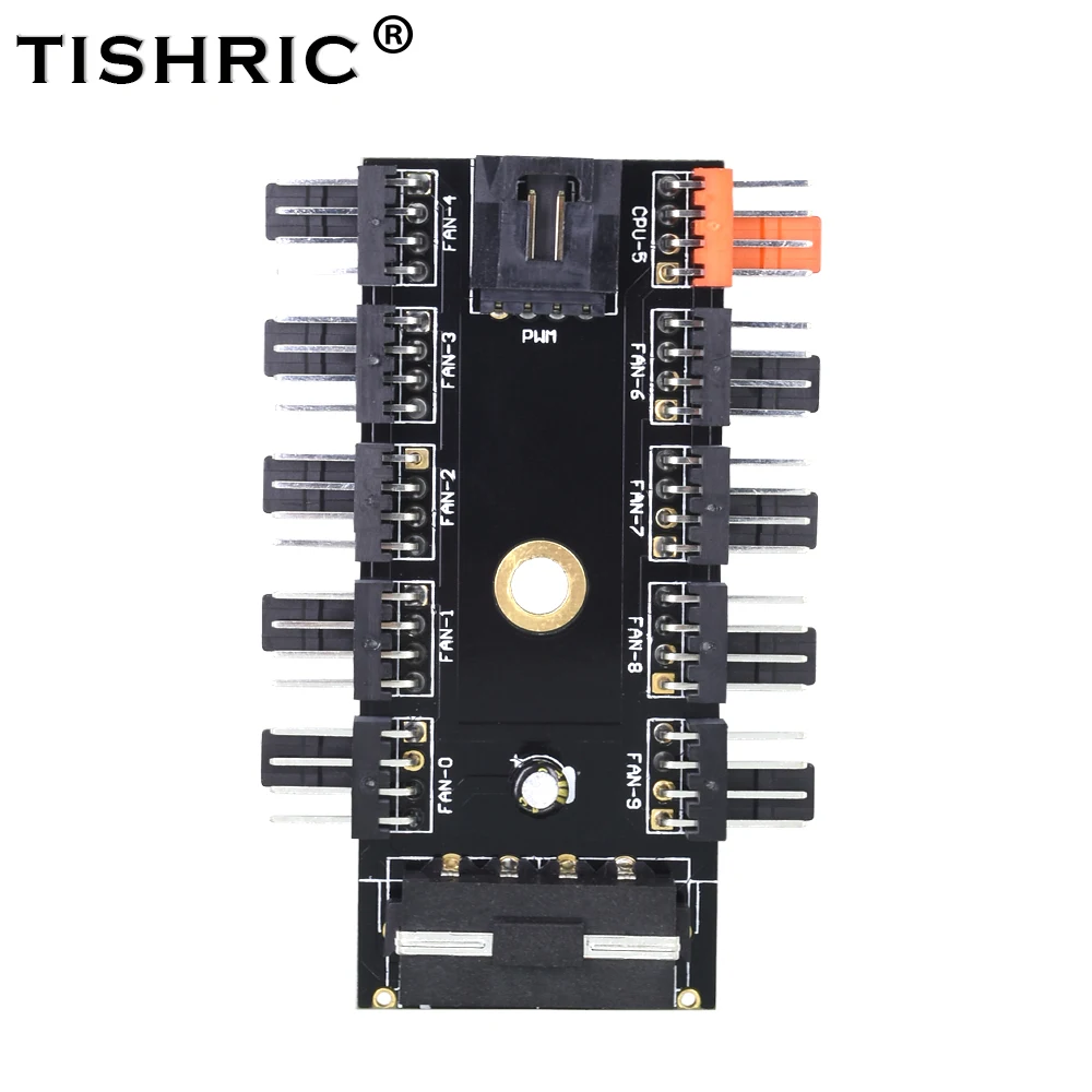 TISHRIC 1 to 8/10 4Pin Molex Cooler Cooling Fan Hub Splitter Cable PWM 3Pin Power Supply Speed Controller Adapter For PC Mining