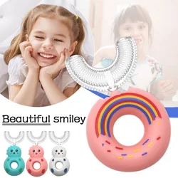 Cartoon U-shaped Baby Toothbrush for Children's Teeth Oral Care 360 Degree Cleaning Brushes Simple Safe Silicone Kids Toothbrush