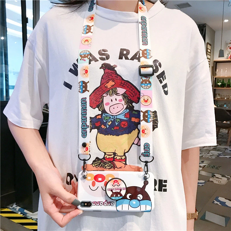 Горячий милый Япония мультфильм Anpanman Мягкий силиконовый чехол для iPhone X XR XS MAX 6 6s 7 8 plus складной кронштейн ремешок coque capa - Цвет: 4