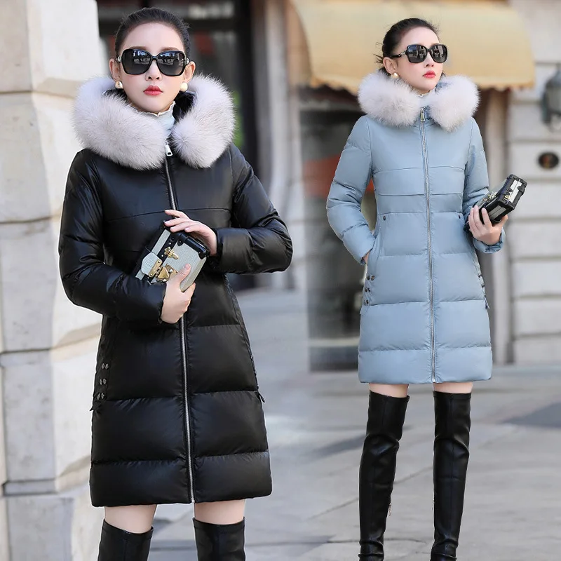 

2019 Winter New Style Cotton Coat Women's Mid-length Slim Fit Short-height Large Fur Collar Fashion Thick Korean-style Cotton-pa