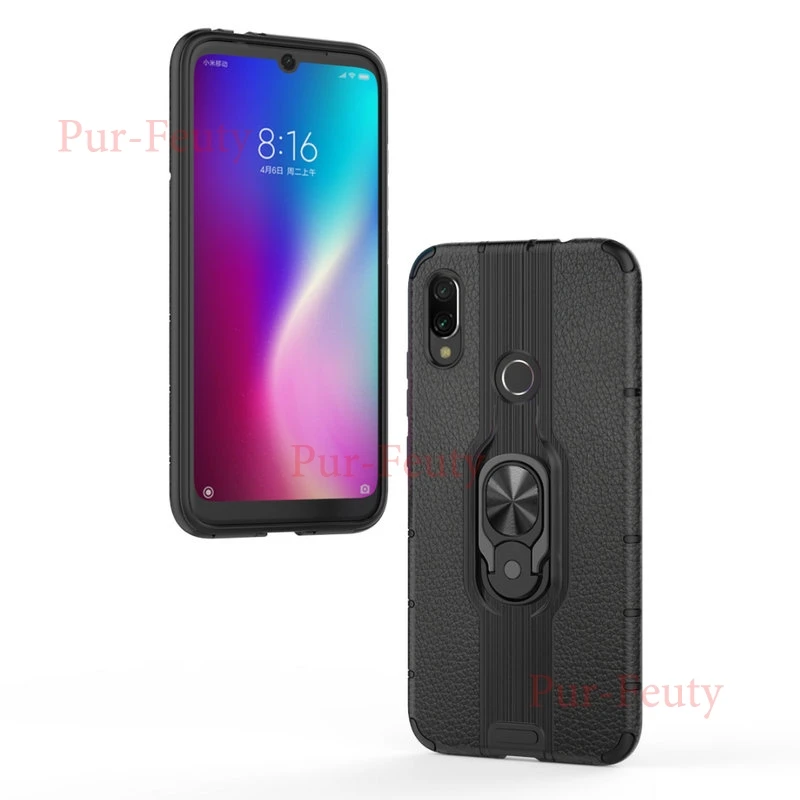 Чехол на Xiaomi Redmi Note 7 M1901F7C Броня Мягкий противоударный силиконовый бампер магнитное кольцо Броня чехол для Redmi Note 7 Pro