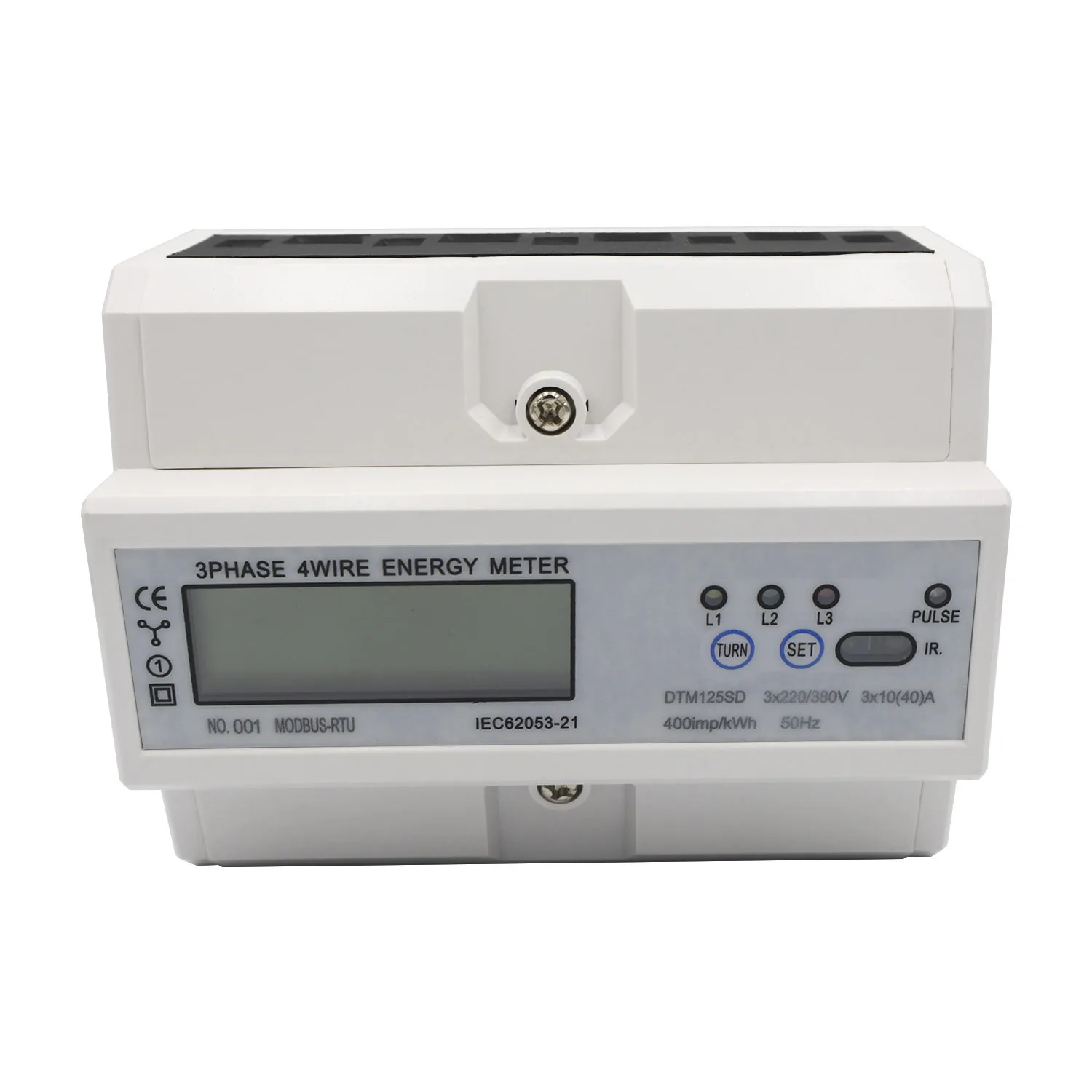 IN-Rail Energy Meter 3 Phase 4 Wire RS485 AC220/380V 10(40)A Electronic KWh Meter Power Consumption Monitor with LCD Display