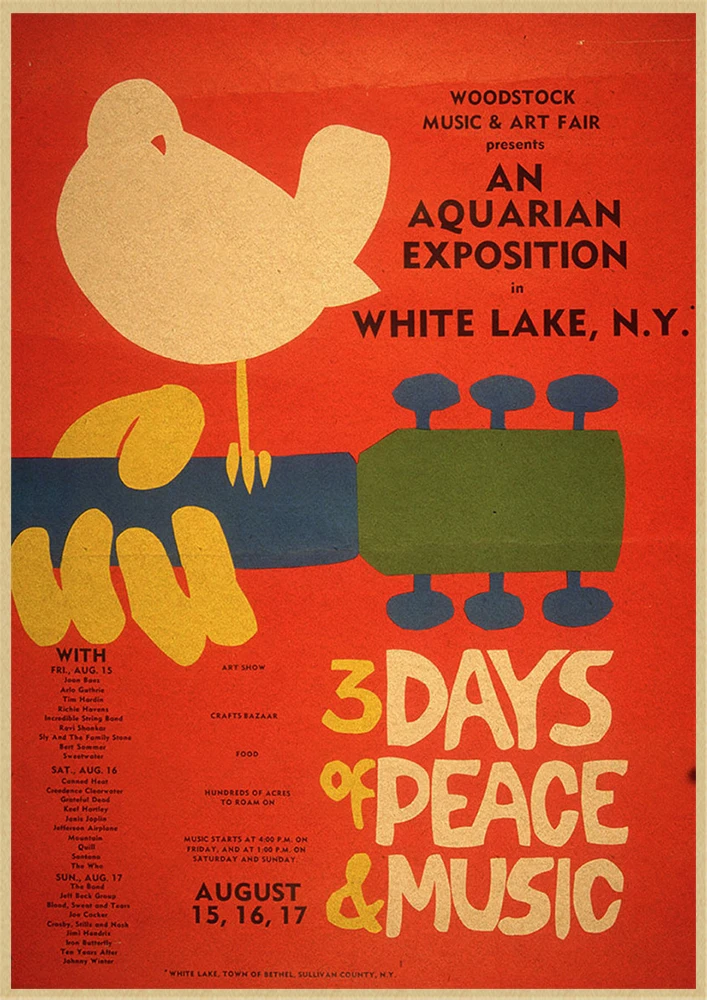 Woodstock рок музыкальный фестиваль/ретро крафт бумага декоративная живопись