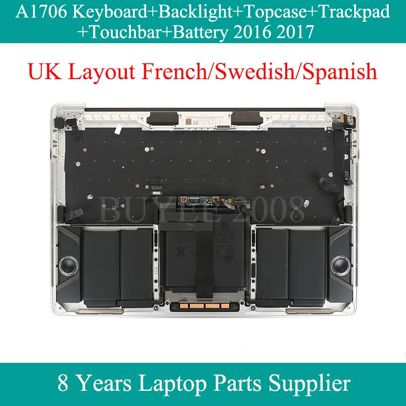 US $109.00 A1706 FR SP UK Layout For Macbook Pro A1706 Assembly Topcase French Swedish Spanish Keyboard Backlight Touchpad Touchbar Battery