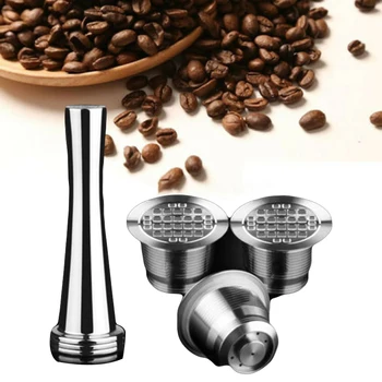 

4pcs Reusable Home Brewing Stainless Steel Capsules Cup Tamper Set For Nespresso U Citiz Cofee Machine Part Coffeeware
