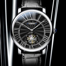Reloj con movimiento de gaviota de cuero para hombre, cronógrafo masculino de marca de lujo suiza, automático, de negocios, resistente al agua