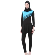 Женская одежда для плавания больших размеров мусульманская одежда для плавания с длинным рукавом полный охват с капюшоном Хиджаб Арабский исламский купальник Спортивная одежда для серфинга Burkinis купальный костюм