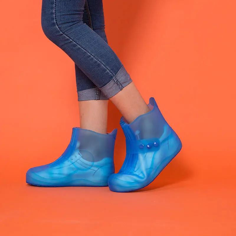 Thicken Shoe Protector Men Waterproof Shoe Covers Blue Overshoes Water Proof Boot Covers Galoshes Women Reusable Rain Cover