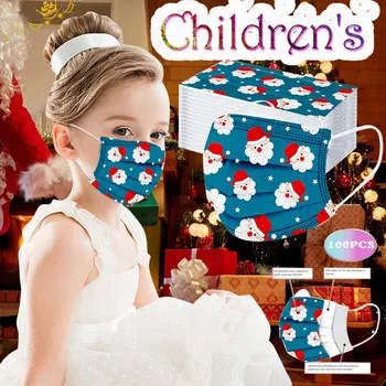

Mascarilla 100pc Kids Mask Children's Christmas Printed Mask Disposable Face Mask Fashion Kids Face Mask Mouth Caps Disposable