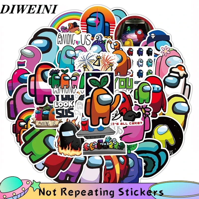 

50Pcs/Lot Mixed Doodle Among Us Stickers For Car Styling Bike Motorcycle Phone Laptop Travel Luggage Cool Funny Toy