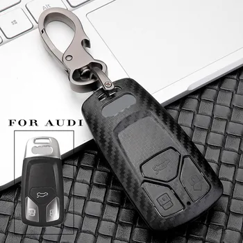 

jingyuqin Carbon Fiber Smart Key Cover Key Case Key Fob Box For Audi New A4 A4L A5 S5 2017 Q7 Car Accessories Covers