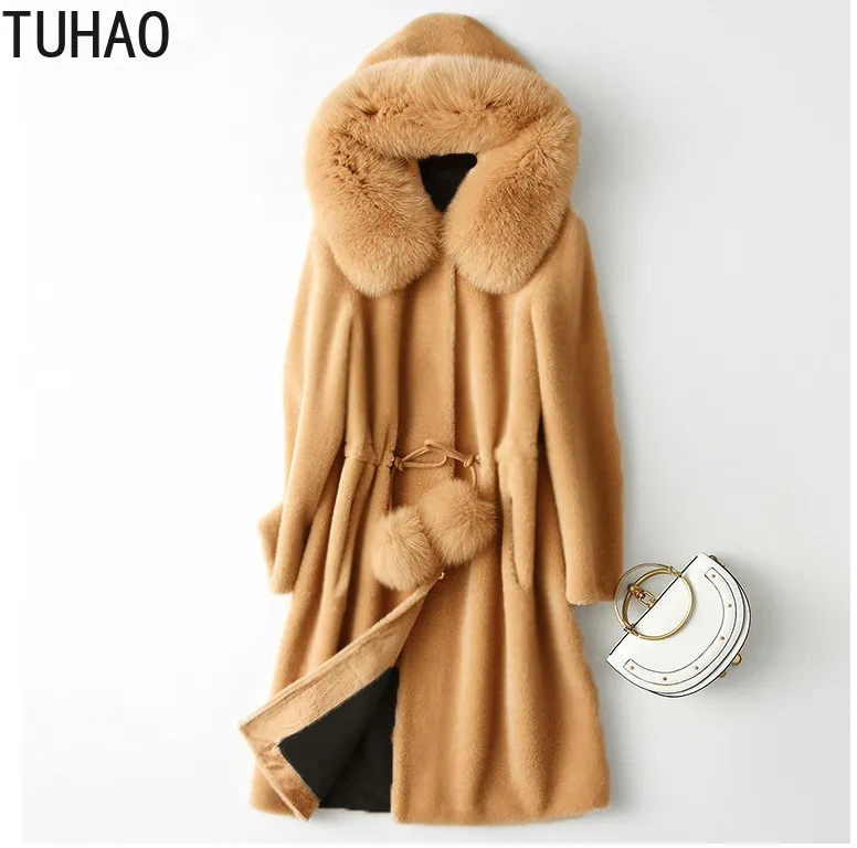 Элегантное женское пальто TUHAO из искусственного меха с капюшоном уличная одежда