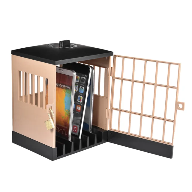 Mobile Phone Jail Cell Prison Lock Up Safe Smartphone Home Table Office Gadget Storage Organizer Organizador Cosmetic  Organizer 1