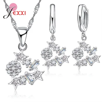 

New Arrivals 2020 925 Sterling Silver Snow and Star Pendant CZ For Woman Hot Fashion Engagement Party Necklace& Earring
