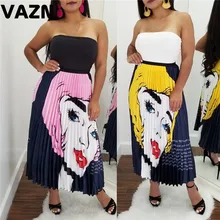 VAZN GALS-1097,, розовая, желтая, высокая уличная юная плиссированная юбка с принтом, юбки средней длины для ночного клуба, женские юбки