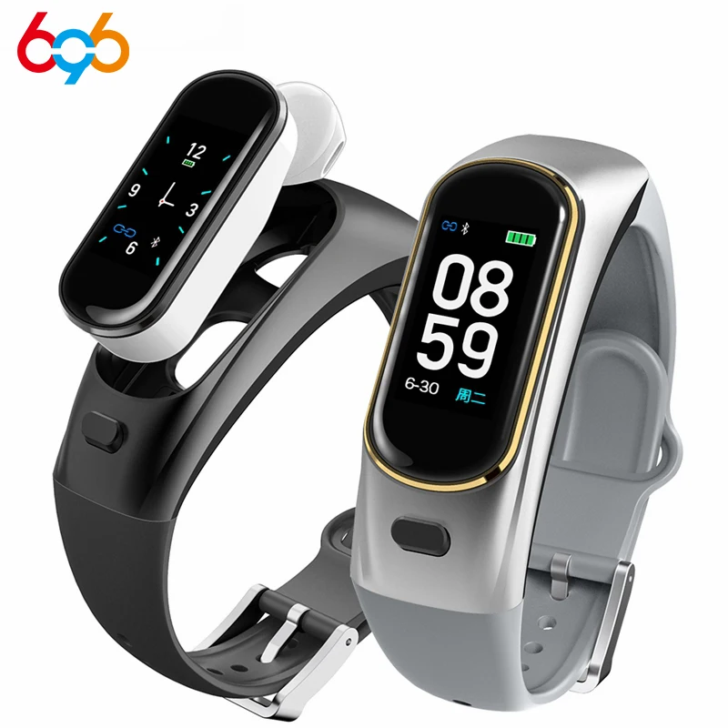 

696 H109 Smart talk Bracelet Wireless Bluetooth Call headset With Heart Rate Monitor Alarm Clock Pedometer Waterproof Wristband
