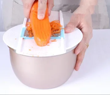 

1PC Multifunctional Grater Bowl Kitchen Strip Planer with Handguard Potato Peeling Onion Carrot Grater with 3 Blade OK 0733