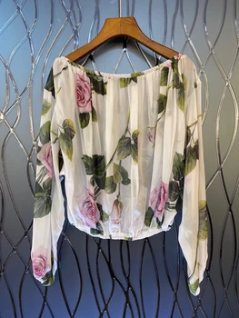 

2020 Spring and Summer New Bertha Printed Assorted Color Decoration Long Sleeve All-match Loose Shirt 703