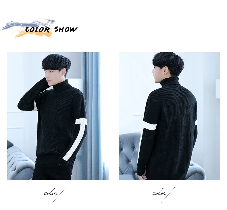 Осень-зима, Мужская водолазка, Свободный теплый свитер