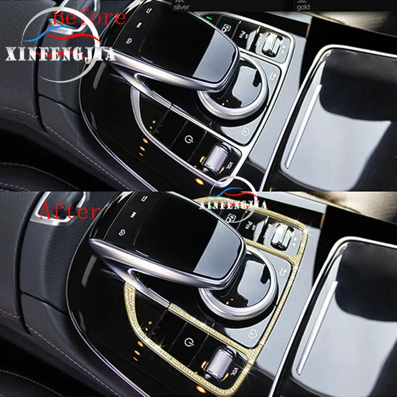 Для Mercedes-Benz C E класса GLC W205 W213 X253 15-19 серебристый золотой кристалл стиль шестерни сдвижной Каркас Крышка отделка