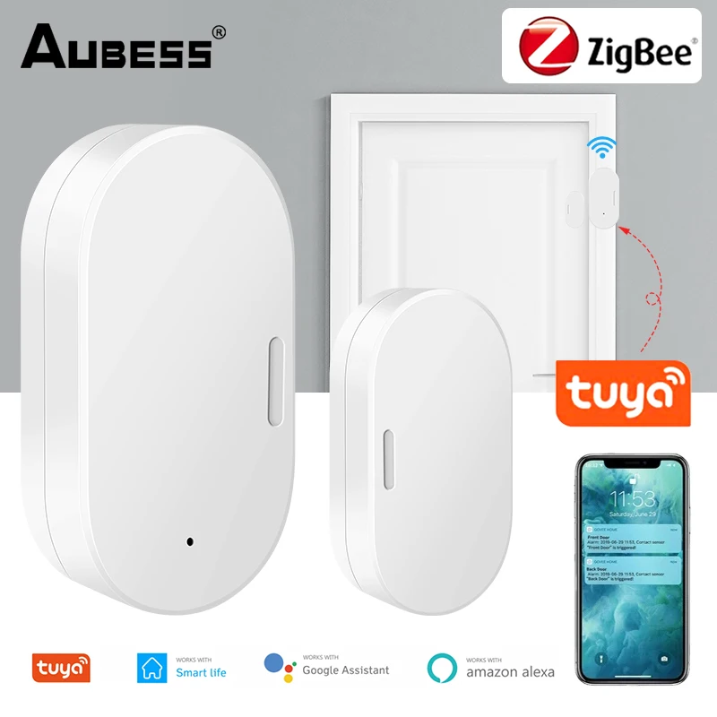 

Aubess Zigbee Smart Door Sensor Door Open Closed Detectors Security Protection Tuya Smart Life APP Control Via Alexa Google Home