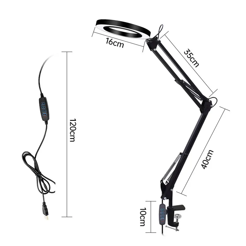 Lâmpada de Mesa de Lupa com Braçadeira Modos para Maquiagem ao Vivo Luz de Mesa Regulável com 3 Mãos Usb-powered Reparo Led 5x ou 5 Led 5x lâmpada de mesa de lupa