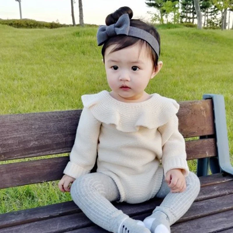 Baby Girl Romper Autumn Baby Knitted Romper Ruffle Long Sleeve Baby Clothes Infant Baby Jumpsuits Girl overall