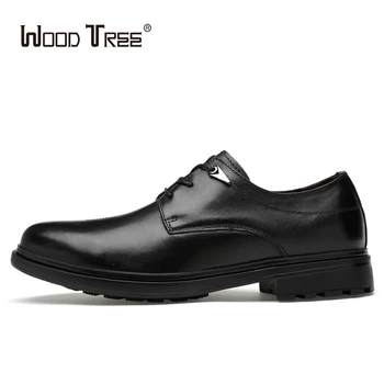 

WOODTREE black business dress shoes men wear oxford leather men shoes casual breathable wedding office shoes