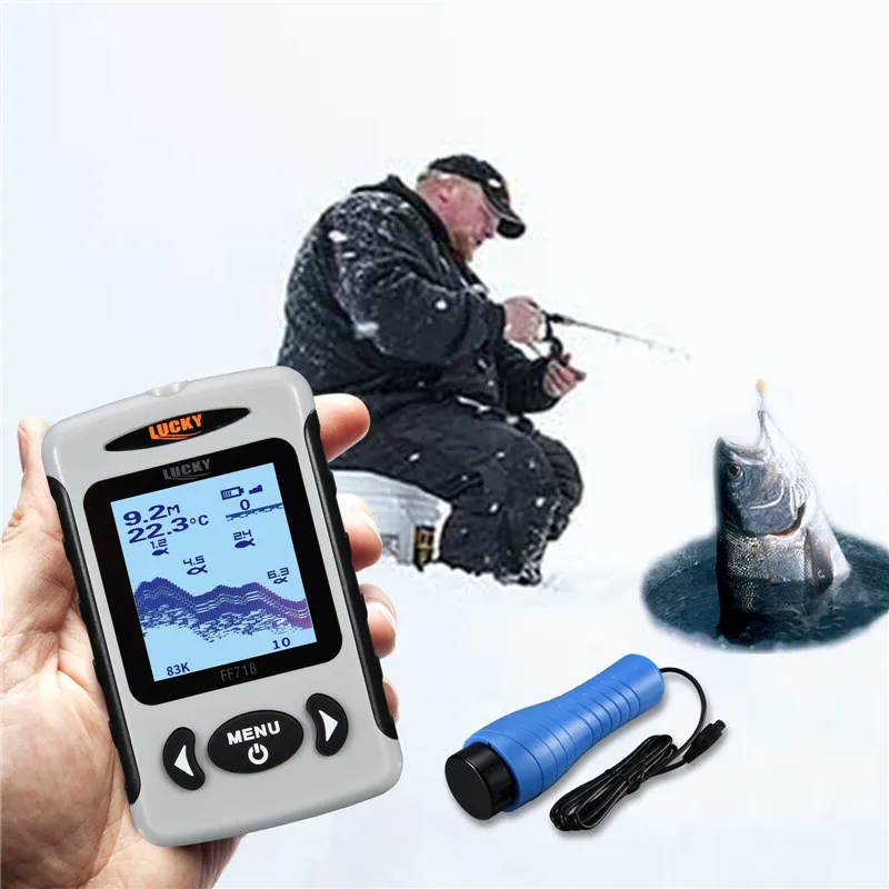 2.2inch LCD Portable Fish Finder 200KHz/83KHz Dual Sonar Frequency 100M for Ice Fishing