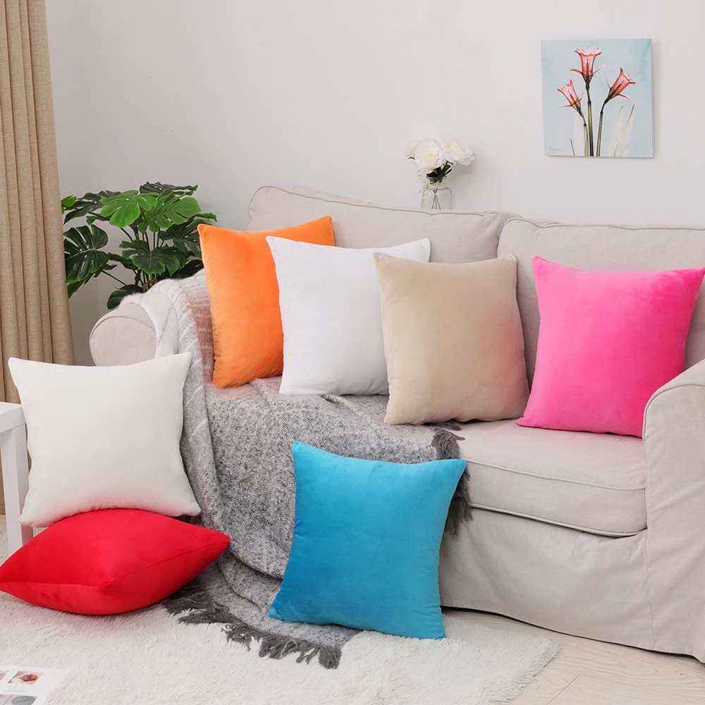 Fashion Home Decor Pillow Case Velvet Sofa Cushion Covers 18" Taie d'oreiller 