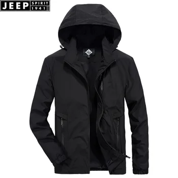 

JEEP SPIRIT Autumn Jacket Men Windbreaker Waterproof Military Jackets Coats Hooded Outdoor Jacket Men chaqueta hombre Size M-4XL