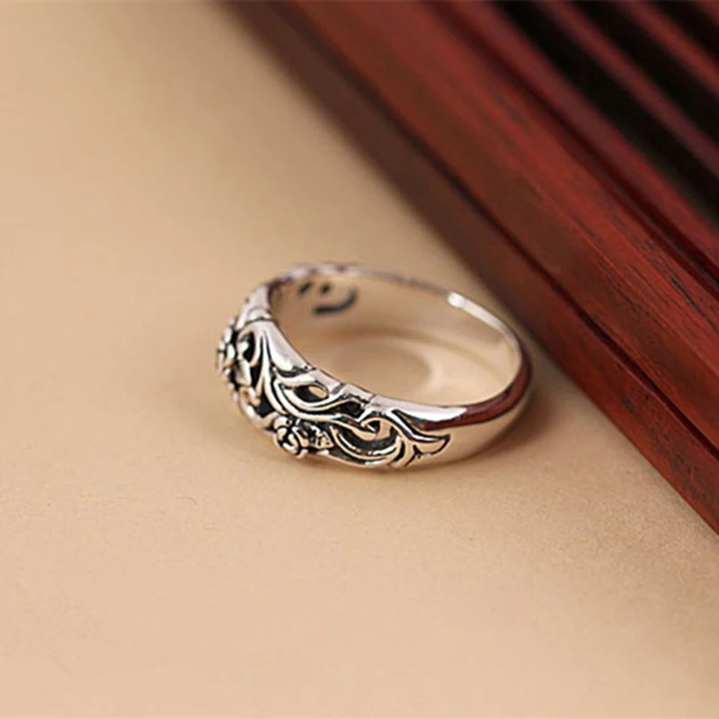 Antique Silver Color Ring for Women Carved Fashion Jewelry Female Rings Vintage Wedding Engagement Band Girl Gift Copper silver ring,finger ring,wedding rings,wedding ring
