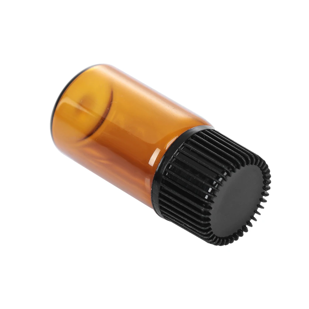 1/2/3/5ml Mini Essential Oil Bottle Jar Orifice Brown Reducer & Cap Refillable Bottles Glass Vials Cosmetic Containers 10PCS Mini Perfume Bottle