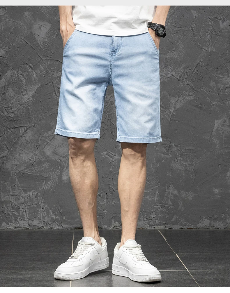 2020 Summer New Men's Slim Fit Short Jeans Fashion Cotton Stretch Vintage Denim Shorts Grey Blue Short Pants Male Brand Clothes best men's casual shorts