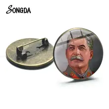 SONGDA Hero Stalin CCCP Retro Brooch Sickle Hammer Sign Soviet Russian Army Icon Badge for Men Coat Suit Metal Pins High Quality